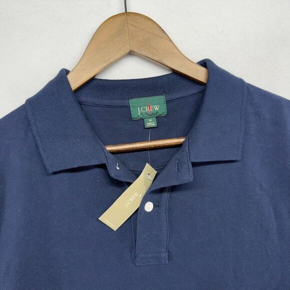 J Crew Polo Shirt Men's medium Blue navy Classic Pique Textured oarsman NEW - Picture 1 of 11